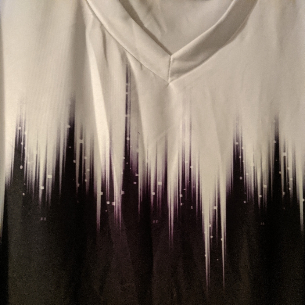 White and Black Gradient V-Neck Top